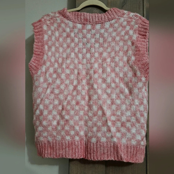 FRNCH Maiva Sweater vest. Pink/white checkered. Size small - Picture 12 of 13